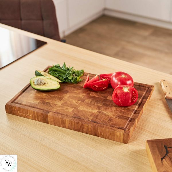 Доска торцевая кухонная с "молниями" 350*250*40 дуб 03-0102 фото