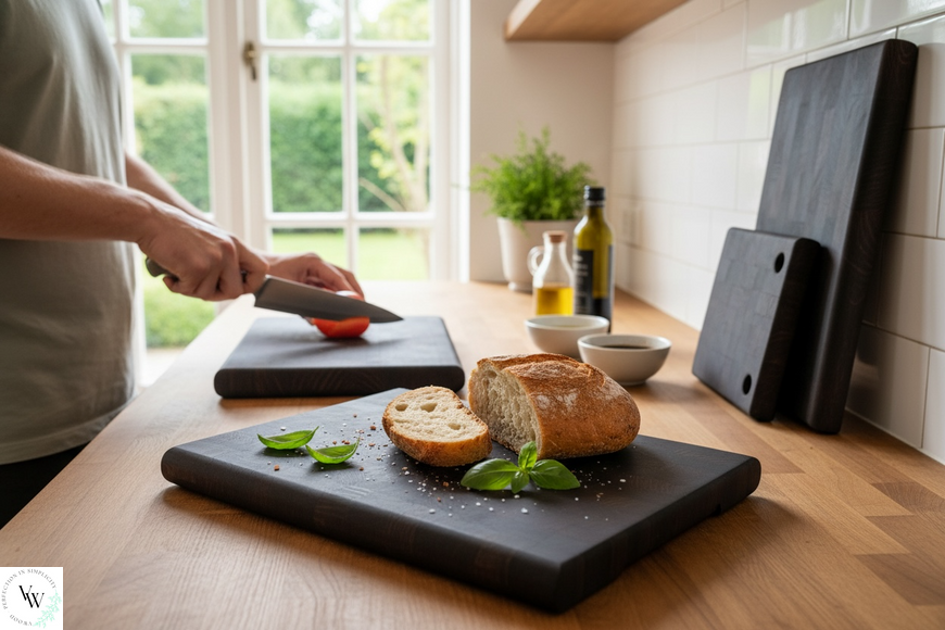 Доска торцевая овальная кухонная 450*300*30 мореный дуб 03-0117 фото